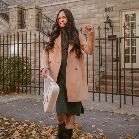 Light brown camel colour double breasted fall jacket - Picture 9 of 12
